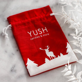 Świąteczny woreczek czerwony bawełniany