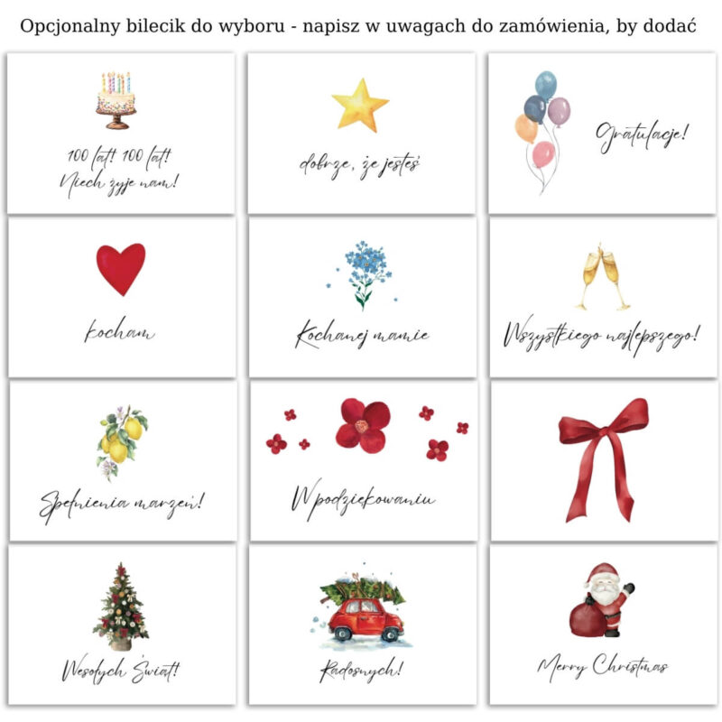 Opcjonalny bilecik z życzeniami