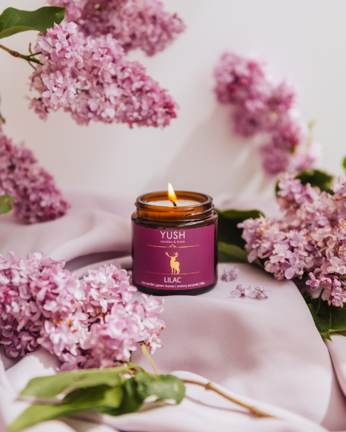 Lilac świeca sojowa o zapachu bzu